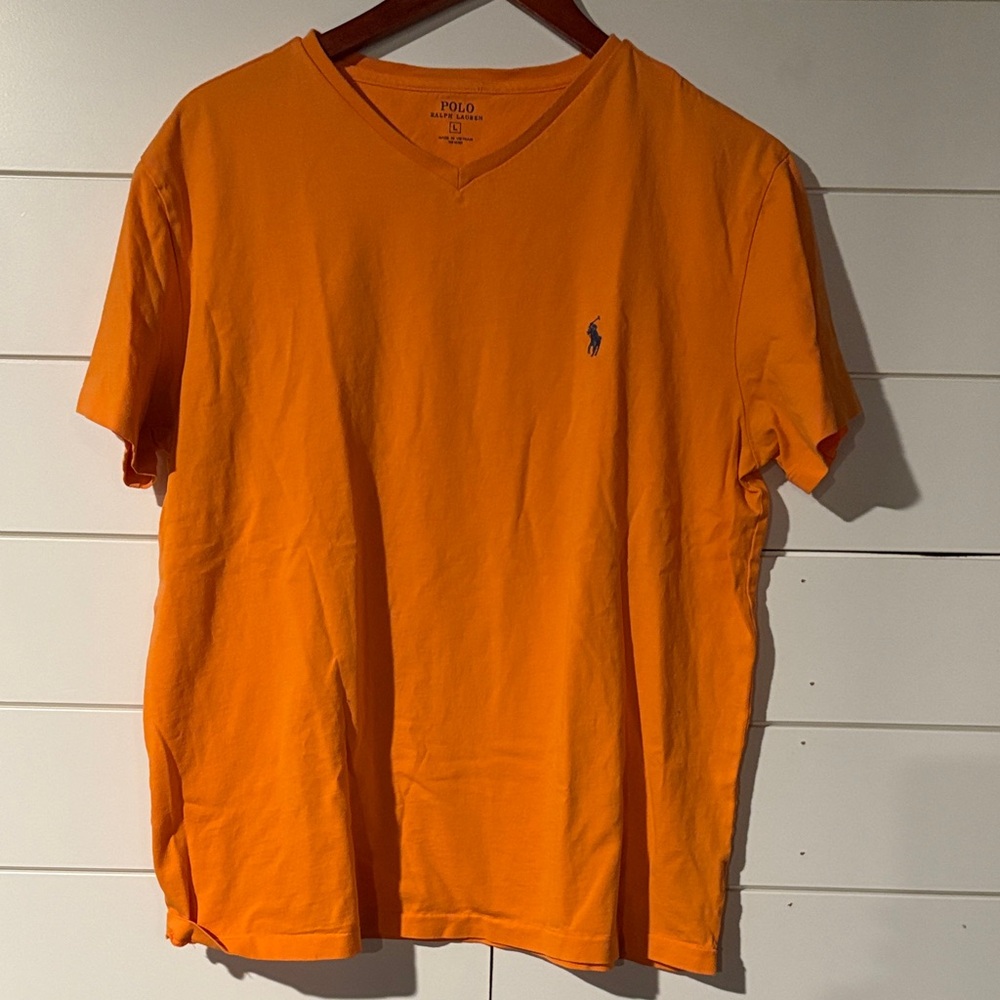 Polo by Ralph Lauren Men's Bright Orange Tee. Size L.